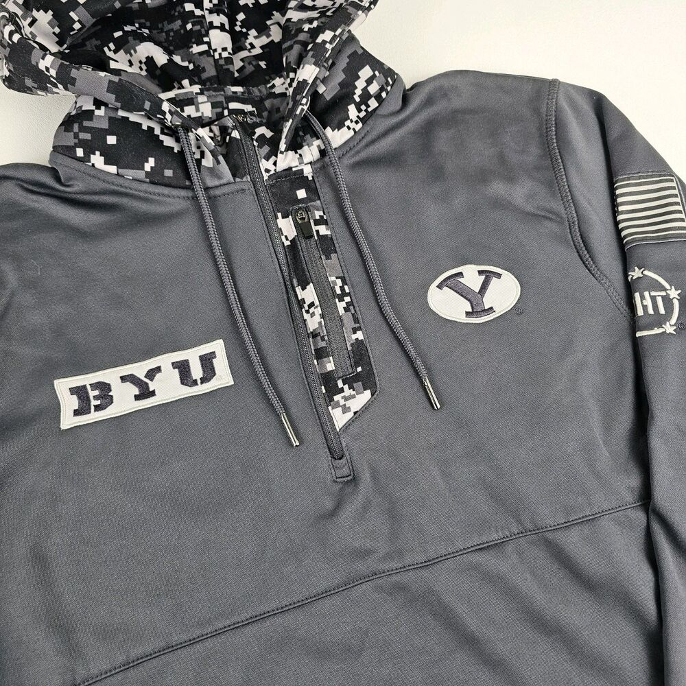 BYU Cougars Colosseum Mens L Quarter Zip Hoodie Digital Camo Military Football